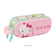 Estojo Safta Hello Kitty 3D - 2 Compartimentos - Asa de Mão - 21x8x6cm - Rosa