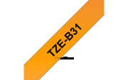 Fita laminada compatível Brother TZe-B31 texto preto sobre laranja florescente 12mm x 8m(TZ-B31)
