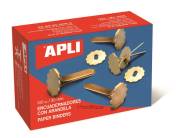 Pack 100 encadernadores metálicos Apli - 18mm / com anilha / dourado