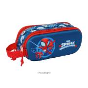 Estojo Safta Spidey 3D - 2 Compartimentos - Asa de Mão - 21x8x6cm - Vermelho e Azul