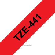 Fita laminada compatível Brother tze441 - texto preto / fundo vermelho - 18mm x 8m