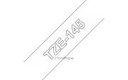 Fita laminada compatível Brother tze145 - texto branco / fundo transparente - 18mm x 8m