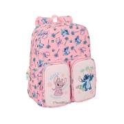 Mochila infantil Safta Stitch Beach com bolsos - Adaptável a carro / Asa de mão / 26x34x11 cm / Rosa