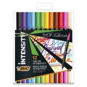 Pack 12 Canetas de feltro Bic Intensity Dual Tip - ponta de pincel e ponta fina