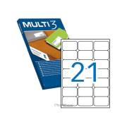 Etiquetas permanentes Multi3 63.5X38.1mm (100 folhas / 2100 etiquetas)