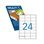 Etiquetas permanentes Multi3 70.0X37.0mm (100 folhas / 2400 etiquetas)