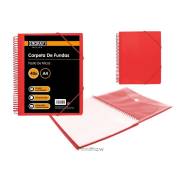 Pasta com 40 bolsas transparentes Ingraf - A4+ / Bolsa com mola / Espiral plástica indeformável / Abertura 360 graus / Capa personalizável / Cor vermelho