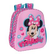 Mochila infantil Safta Minnie Mouse 3D - Asa de mão / Suporte lateral para garrafa / 27x33x10 cm / Rosa