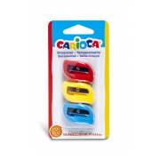 Pack de 3 afia lápis Carioca - 1 orifício / Para lápis ou gizes triangulares, redondos e hexagonais / cores sortidas