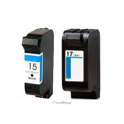 Pack 2 tinteiros compatíveis Hp 15 preto e Hp 17 cor
