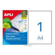 Etiquetas permanentes Apli 210 x 297 mm (100 folhas / 1 por folha)