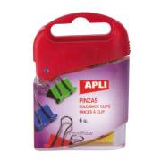 Molas metálicas Apli cores sortidas - 19mm / 50 folhas / 6 unidades