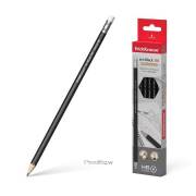Pack 12 lápis com borracha Erichkrause Jet Black 101 - hexagonal / HB / preto