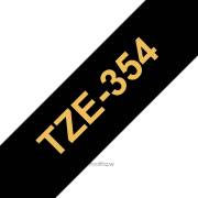 Fita laminada compatível Brother tze354 - texto dourado / fundo preto - 24mm x 8m