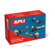 Pack 100 encadernadores metálicos Apli - 17mm / sem anilha / dourado