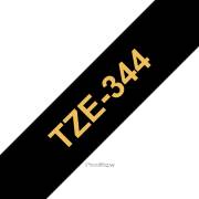 Fita laminada compatível Brother tze344 - texto dourado / fundo preto - 18mm x 8m