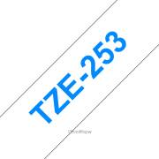 Fita laminada compatível Brother tze253 - texto azul / fundo branco - 24mm x 8m