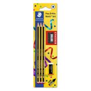 Pack 3 lápis de grafite borracha e afia Staedtler Noris 120