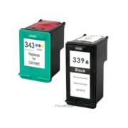 Pack 2 Tinteiros compatíveis Hp 339 preto + Hp 343 cores