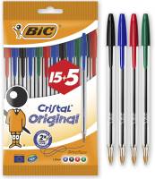 Pack 20 esferográficas Bic cristal original sortido - ponta redonda 1mm
