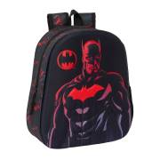 Mochila infantil Safta Batman 3D - Asa de mão / Suporte lateral para garrafa / 27x33x10 cm / Preto