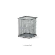 Porta-lápis Quadrado ErichKrause Compass Classic - 80×80×95 mm / Aço Inoxidável Perfurado / Prateado