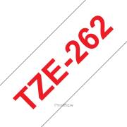 Fita laminada compatível Brother tze262 - texto vermelho / fundo branco - 36mm x 8m