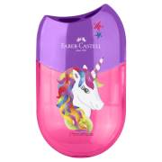 Afia lápis Faber-Castell Dinossauro - 2 orifícios / Com depósito / rosa e roxo