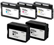 Pack 5 Tinteiros compatível Hp 2x 932xl + 3x 933xl