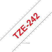 Fita laminada compatível Brother tze242 - texto vermelho / fundo branco - 18mm x 8m