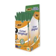 Pack 50 esferográficas Bic cristal original verde - ponta redonda 1mm