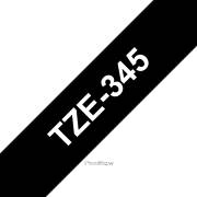 Fita laminada compatível Brother tze345 - texto branco / fundo preto - 18mm x 8m