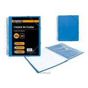 Pasta com 20 bolsas transparentes Ingraf - A4+ / Bolsa com mola / Espiral plástica indeformável / Abertura 360 graus / Capa personalizável / Cor azul