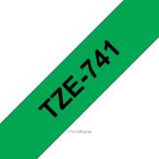Fita laminada compatível Brother tze741 - texto preto / fundo verde - 18mm x 8m
