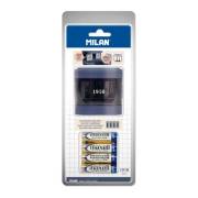 Afia lápis elétrico Milan 1918 Serie / Duplo standard e maxi / Grande depósito / Pilhas incluídas / Azul Marinho