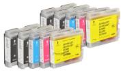Pack 10 tinteiros compatíveis Brother LC970 / LC1000 (CMYK)