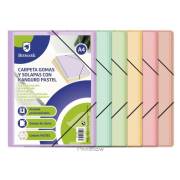 Pack 24 pastas com elástico Bismark Kanguro - A4 / Polipropileno / Cores pastel sortidas