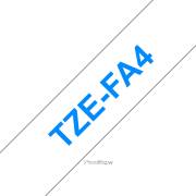 Fita têxtil compatível Brother TZeFA4 - texto azul / fundo branco - 18mm x 3m