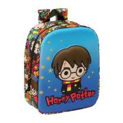 Mochila de creche Safta Harry Potter 3D - Asa de mão / Compartimento principal com fecho / 22x27x10 cm / Azul