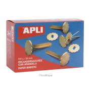 Pack 100 encadernadores metálicos Apli - 25mm / com anilha / dourado