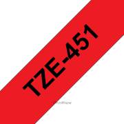 Fita laminada compatível Brother tze451 - texto preto / fundo vermelho - 24mm x 8m