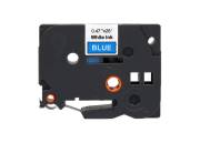 Fita laminada compatível Brother tze535 - texto branco / fundo azul - 12mm x 8m