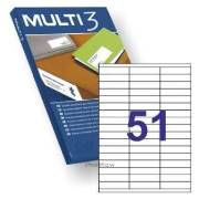 Etiquetas permanentes Multi3 70x16.9mm (100 folhas / 5100 etiquetas)