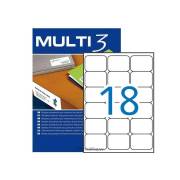 Etiquetas permanentes Multi3 63,5x46,6mm (100 folhas / 1800 etiquetas)