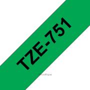 Fita laminada compatível Brother tze751 - texto preto / fundo verde - 24mm x 8m