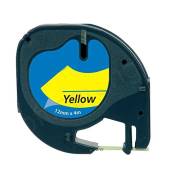 Etiquetas compatíveis Dymo LetraTag S0721620 - preto / amarelo - 12mm x 4m (91202)