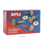 Pack 100 encadernadores metálicos Apli - 50mm / com anilha / dourado