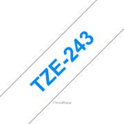 Fita laminada compatível Brother tze243 - texto azul / fundo branco - 18mm x 8m