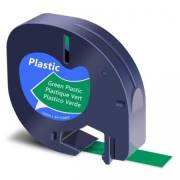 Etiquetas compatíveis Dymo LetraTag S0721640 - preto / verde - 12mm x 4m (91204)
