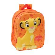 Mochila de creche Safta El Rey León 3D - Asa de mão / Compartimento principal com fecho / 22x27x10 cm / Laranja
